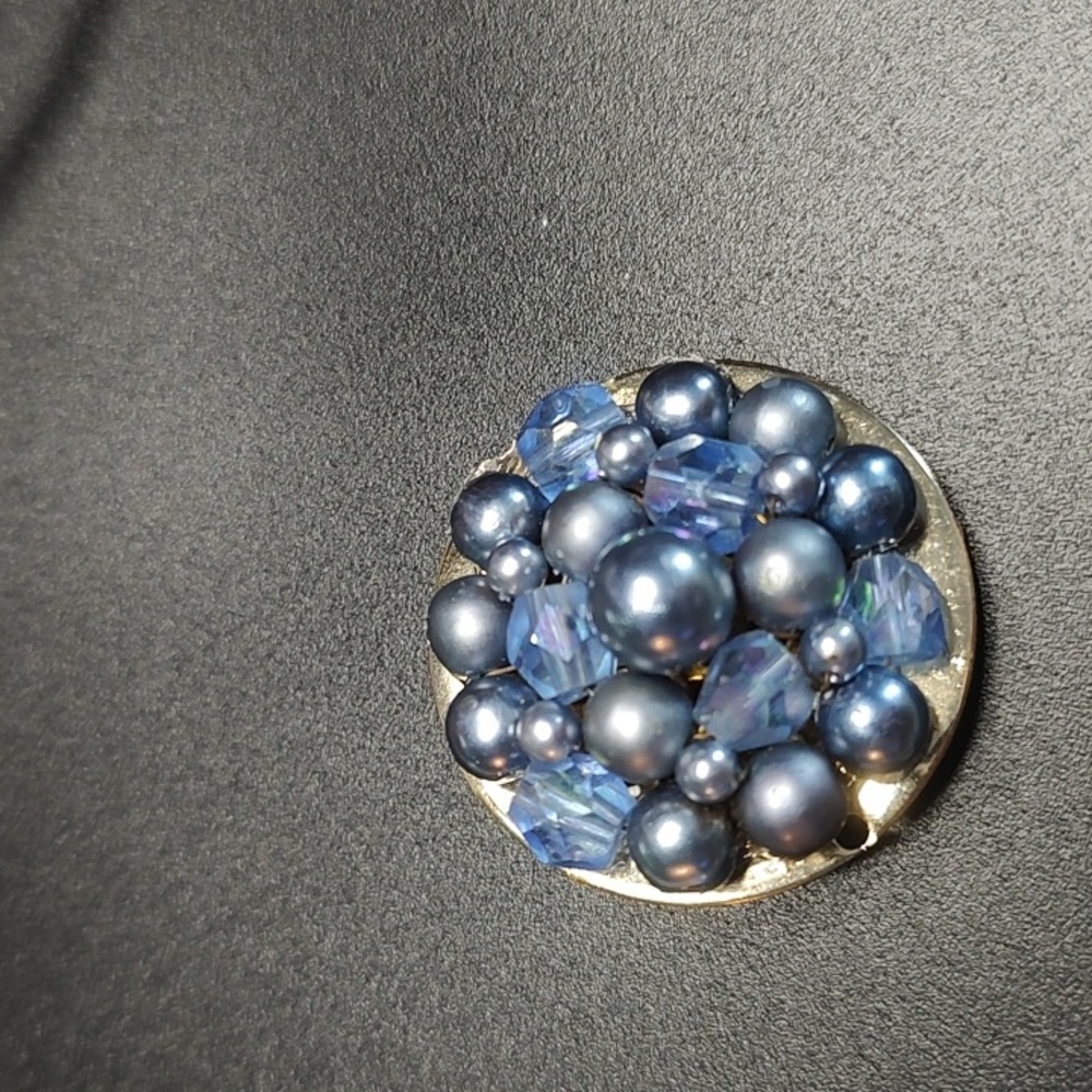 Blue Brooch With AB Beads